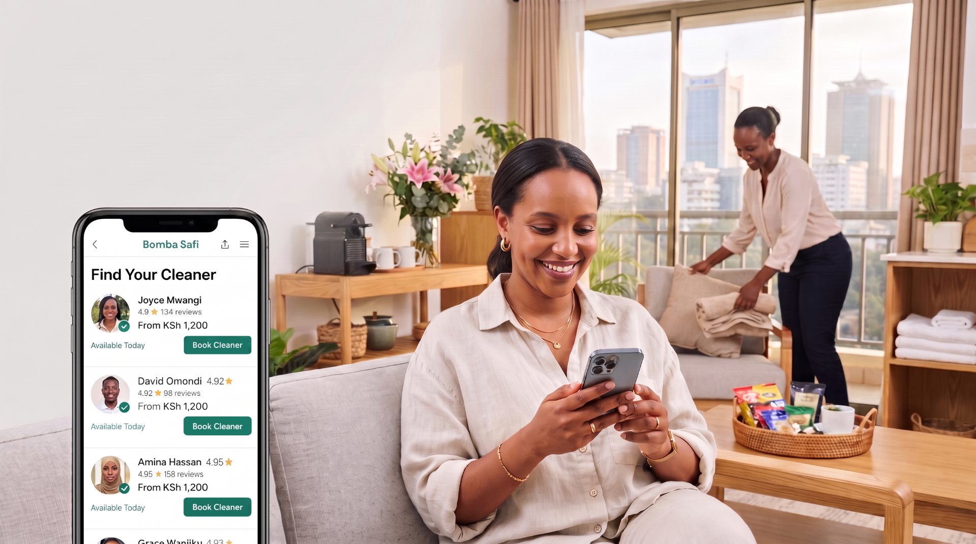 Host browsing verified cleaning providers on Bomba Safi